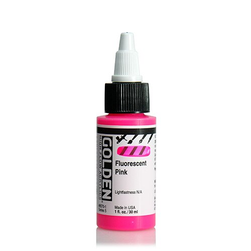 Golden, High Flow, Acrylic Paint, 1oz, Fluorescent Pink